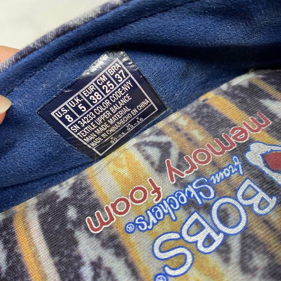 BOBS by Skechers Navy Orange Aztec Print Slip On Flats Women Size 8 - Picture 7 of 8